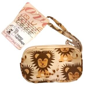 Bungalow 360 Lion Canvas Small Wrist Wristlett Coin Card Cash Purse Lined NWT